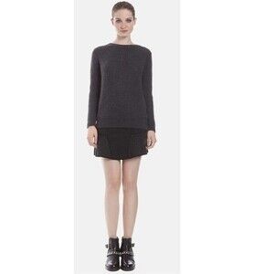 Sandro Jeu Dot Jacquard Flare Skirt Anthracite 6